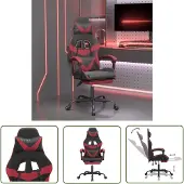 The Living Store Gaming-Stuhl mit Fußstütze Schwarz und Weinrot Kunstleder