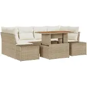 vidaXL Garten-Sofa-Set 7 stk. Beige Poly Rattan