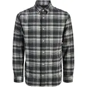 Jack & Jones Langarmhemd "JPRBLUBARKLEY FLANNEL X-MAS L/S SHIRT CH", Herren, Gr. M, N-Gr, schwarz-weiß (charcoal gray), Web, Obermaterial: 100% Baumwolle, kariert, regular fit, Hemden Langarmhemd