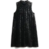 Superdry für Damen. W8012035A Schwarzes Paillettenkleid (L), Lässig, Party, Klassisch, Polyester, Ärmellos / Hosenträger