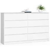 Akord Kommode 8 Schubladen Weiß 160X40X99 Cm