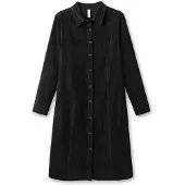 Sheego Blusenkleid "Cord-Kleid", Damen, Gr. 48, Normalgrößen, schwarz, 100% Baumwolle, unifarben, knielang, V-Ausschnitt, Kleider Blusenkleid
