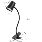 LINDBY Ailina LED-Tischlampe, Klemmfuß, schwarz