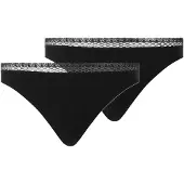 Chantelle String "String Tanga Cozy Chic 2P 2er Pack", Damen, Gr. S, schwarz, Obermaterial: 80% Modal CMD. 20% Elasthan EL., Unterhosen String