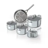 Ninja Topf- und Pfannen-Set 5tlg.Zerostick Edelstahl (Pfanne 16cm,24cm,Töpfe 16cm,18cm,20cm)