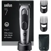 Braun Haarschneider Serie 7, + 5 Styling-Zubehörteile, lebenslang scharfe Klinge, 17 Längen, HC7590, grau