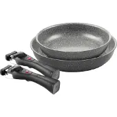 Ballarini Torre Bratpfannen-Set 24 und 28 cm, Mit 2 abnehmbaren Griffen, Keramik
