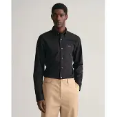Gant Langarmhemd "SLIM PINPOINT OXFORD", Herren, Gr. XXL, N-Gr, schwarz, Web, Obermaterial: 100% Baumwolle, slim fit normal, 2-Knopf-Manschette, Hemden Langarmhemd