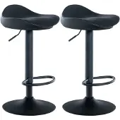 CLP 2er Set Barhocker Alisson - Höhenverstellbar Mit Fußstütze 360 Grad Drehbar - Tresenhocker Ergonomisch, Farbe: schwarz