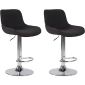 CLP 2er Set Barhocker Lentini Stoff Schwarz/Chrom