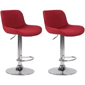CLP 2er Set Barhocker Lentini Stoff Rot/Chrom