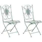 CLP 2er-Set Gartenstuhl Sibell im Landhausstil, aus Metall mit klappbarem Design, ideal für Terrasse oder Balkon, in 6 Farben erhältlich, Farbe: antik-grün