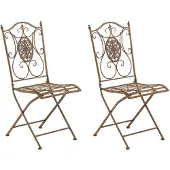 CLP 2er-Set Gartenstuhl Sibell im Landhausstil, aus Metall mit klappbarem Design, ideal für Terrasse oder Balkon, in 6 Farben erhältlich, Farbe: antik braun