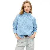 Superdry für Damen. W6110397A Slouchy-Strick-Pullover mit Rollkragen in Blau (XS), Lässig, Acryl, Langarm