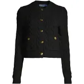 Ralph Lauren für Damen. 211978312001 Schwarze Wollstrickjacke (S), Lässig, Wolle
