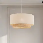 Duolla Pendelleuchte Boho, ecru/braun, Ø 60 cm, Textil