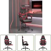 The Living Store Gaming-Stuhl mit Fußstütze Drehbar Schwarz & Weinrot Kunstleder