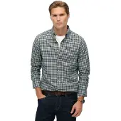 Superdry für Herren. M4011042A Premium Check Oxford Hemd grün (S), Lässig, Baumwolle, Langarm