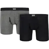 Saxx Vibe Xtra Soft Comfort Boxer Brief FLY 2PK black/dark grey heather (BLG) XXL