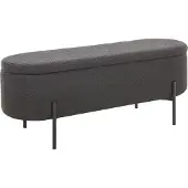 SalesFever Bettbank mit Stauraumfunktion | aufklappbar | Bezug Bouclé Stoff | Metallgestell | B 110 x T 40 x H 44 cm | anthrazit – schwarz