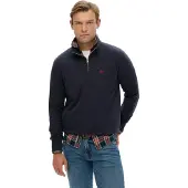 Superdry für Herren. M2014381A Preppy Half Zip-Sweatshirt marineblau (M), Lässig, Baumwolle, Langarm