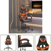 The Living Store Gaming-Stuhl Drehbar Schwarz und Orange Kunstleder
