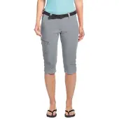 Maier Sports Caprihose "Inara slim 3/4", Damen, Gr. 46, Normalgrößen, grau (hellgrau), 90% Polyamid, 10% Elasthan, Hosen Caprihose, Damen Wanderhose, atmungsaktive Outdoorhose, 3/4 Hose mit 3 Taschen
