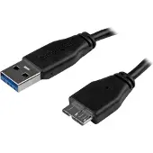 StarTech.com .com 15cm schlankes SuperSpeed USB 3.0 A auf Micro B Kabel - St/St, 0,15 m, USB A, Micro-USB B, USB 3.2 Gen 1 (3.1 Gen 1), Männlich/Männlich, Schwarz