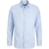 Jack & Jones Langarmhemd "JPRBLAPARKER MELANGE L/S SHIRT BF", Herren, Gr. M, N-Gr, blau (chambray blau), Web, Obermaterial: 58% Lyocell, 42% Baumwolle, unifarben, regular fit, Hemden Langarmhemd