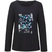 Goldner Print-Shirt "Kurzgröße Shirt", Damen, Gr. 20, schwarz (schwarz, gemustert), Obermaterial: 95% Viskose CV. 5% Elasthan EL., Basic, Tubular, Shirts Print-Shirt, strechbequemer Viskosejersey