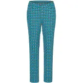 Goldner Stoffhose "Druckhose mit Minimaldessin", Damen, Gr. 42, N-Gr, blau (marine, gemustert), Obermaterial: 89% Polyester PES. 11% Elasthan EL., Hosen Stoffhose, L-förmige Eingrifftaschen