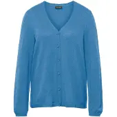 Goldner Strickjacke "Kurzgröße Weiche Kaschmirstrickjacke mit V-Ausschnitt", Damen, Gr. 25, blau (atlantikblau), Obermaterial: 100% Kaschmir WS., V-Ausschnitt, Rippe, Strickjacken Strickjacke, Ohne