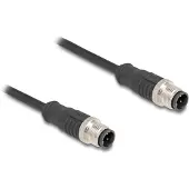 DeLOCK M12 Kabel D-kodiert 4 Pin Stecker zu Stecker PVC 1 m, 1 m, Cat5e, S/FTP (S-STP), M12, M12, Schwarz