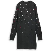 Tom Tailor Damen Mini-Kleid mit Herz-Stickerei, grau, Gemustert, Gr. XXL