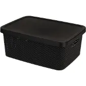 Mojawo Box mit Deckel Aufbewahrungsbox Kunststoff 13L schwarz L39xB28xH15cm