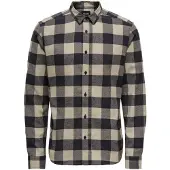 Only & Sons Karohemd "GUDMUND LS CHECKED SHIRT", Herren, Gr. M, N-Gr, blau (navy sanftes weiß kariert), Web, Obermaterial: 100% Baumwolle, kariert, schmal, Hemden Karohemd