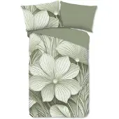 Muller Textil Good Morning Bettwäsche "Artdeco" - Grün - (140x200 cm) - 100 % Baumwolle
