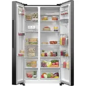 Gorenje NRR9185EABXLWD Side by Side, Freistehend, Amerikanische Tür, Schwarz, Edelstahl, 2 Tür(en), Touchsteuerung, LED