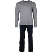 Marc O'Polo Schlafanzug "Pyjama MIX N MATCH", Herren, Gr. XXL, grau (grau, dunkelblau), Obermaterial: 100% Baumwolle CO(Bio)., Homewear-Sets Schlafanzug