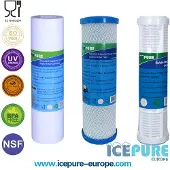 Alapure 3er Wasserfilter-Set mit 100 Mikron Filterfeinheit, waschbar, UV-sterilisiert und recycelbar