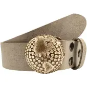 Rettungsring Gürtel Ledergürtel RETTUNGSRING GÜRTEL, Damen, Gr. 115, grau (ash), Leder, unifarben, Gürtel Ledergürtel, mit austauschbarer Schließe »Infinity Dots«