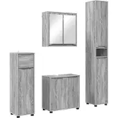 vidaXL Badezimmermöbel-Set 4 stk. Graues Sonoma 30,5 x 30 x 195 cm