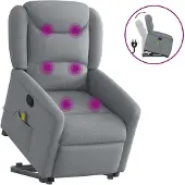 Syfax Massagesessel mit Aufstehhilfe Hellgrau Stoff