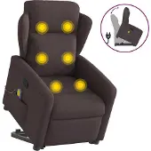 Syfax Massagesessel mit Aufstehhilfe Dunkelbraun Stoff