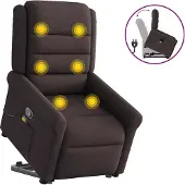 Syfax Massagesessel mit Aufstehhilfe Dunkelbraun Stoff