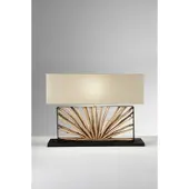 LUCE Design Tischlampe ETHERNAL schwarz/holz/weiß Breite 80cm Holz/Stoff