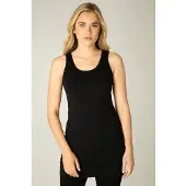 Base Level Curvy Longtop , Damen, Gr. 46, schwarz, Jersey, Obermaterial: 94% Baumwolle, 6% Elasthan, unifarben, Basic, normal Po-bedeckend, Rundhals, Tops Longtop, mit weitem Rundhalsausschnitt
