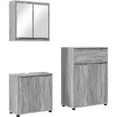 vidaXL Badezimmermöbel-Set 3 stk. Graues Sonoma 72,5 x 36,5 x 100 cm