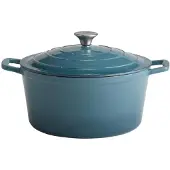 Aps Kochtopf mit Deckel 5 STARS, 6 Liter, Emailliertes Gusseisen, induktionsgeeignet und ofenfest inkl. Deckelhalter, Ø 28 cm, türkis