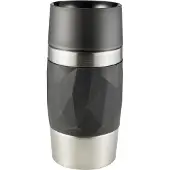 EMSA TRAVEL MUG COMPACT Isolierbecher, Stylischer Thermobecher mit einfachem Drehverschluss in Diamant-Optik, Farbe: schwarz